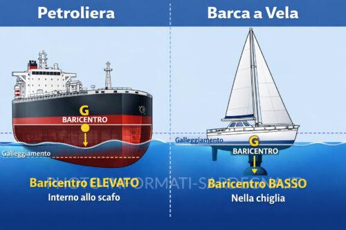 Teoria dello scafo. Baricentro petroliera e barca a vela
