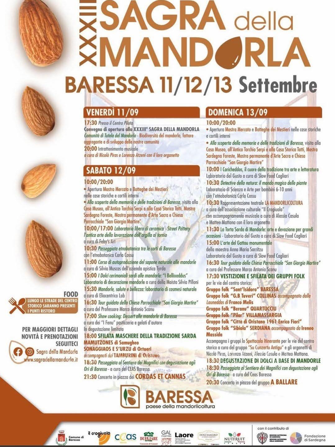 Programma della Sagra della Mandorla 2026 a Baressa
