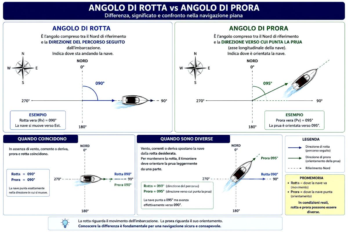 Angolo di prora e angolo di rotta