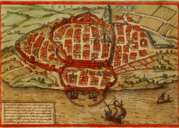Disegno di Caralis secondo il cartografo tedesco Georg Braun (1572)