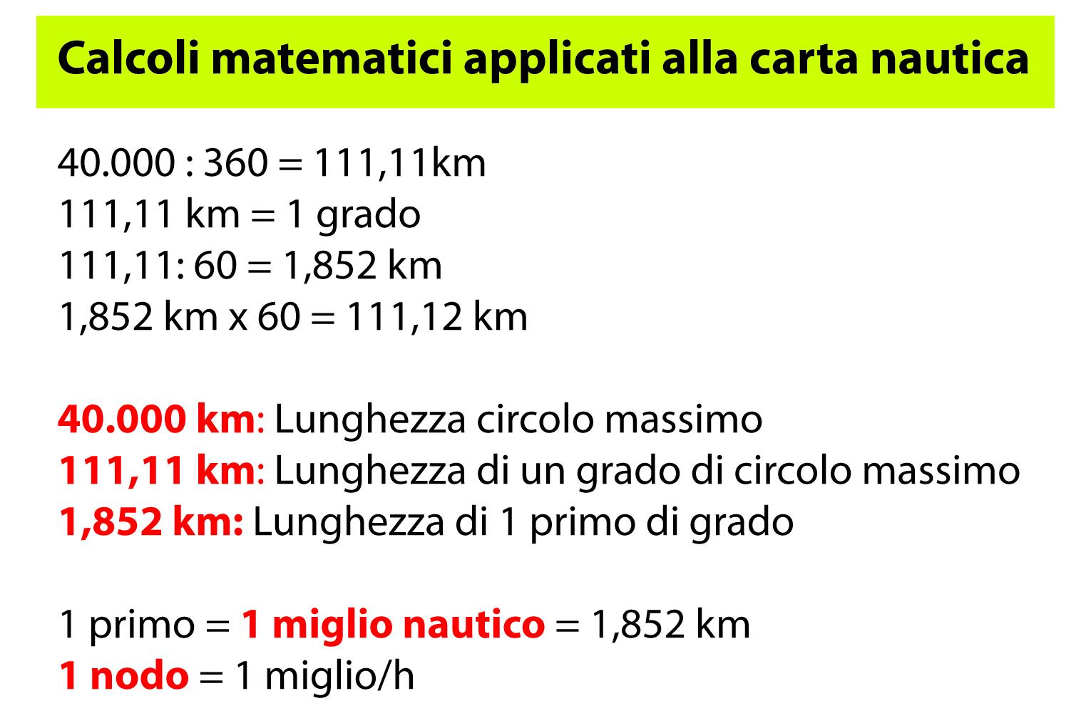 Calcoli matematica applicati alla Nautica