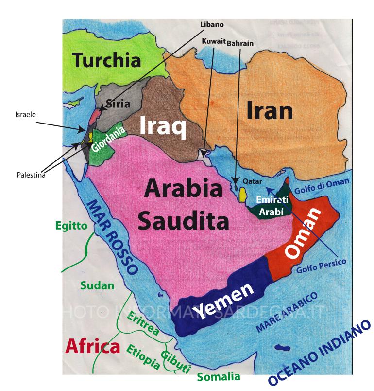 Cartina pollitica del Medioriente