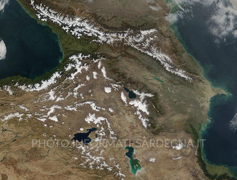 Il Caucaso visto dal satellite: foto NASA. 