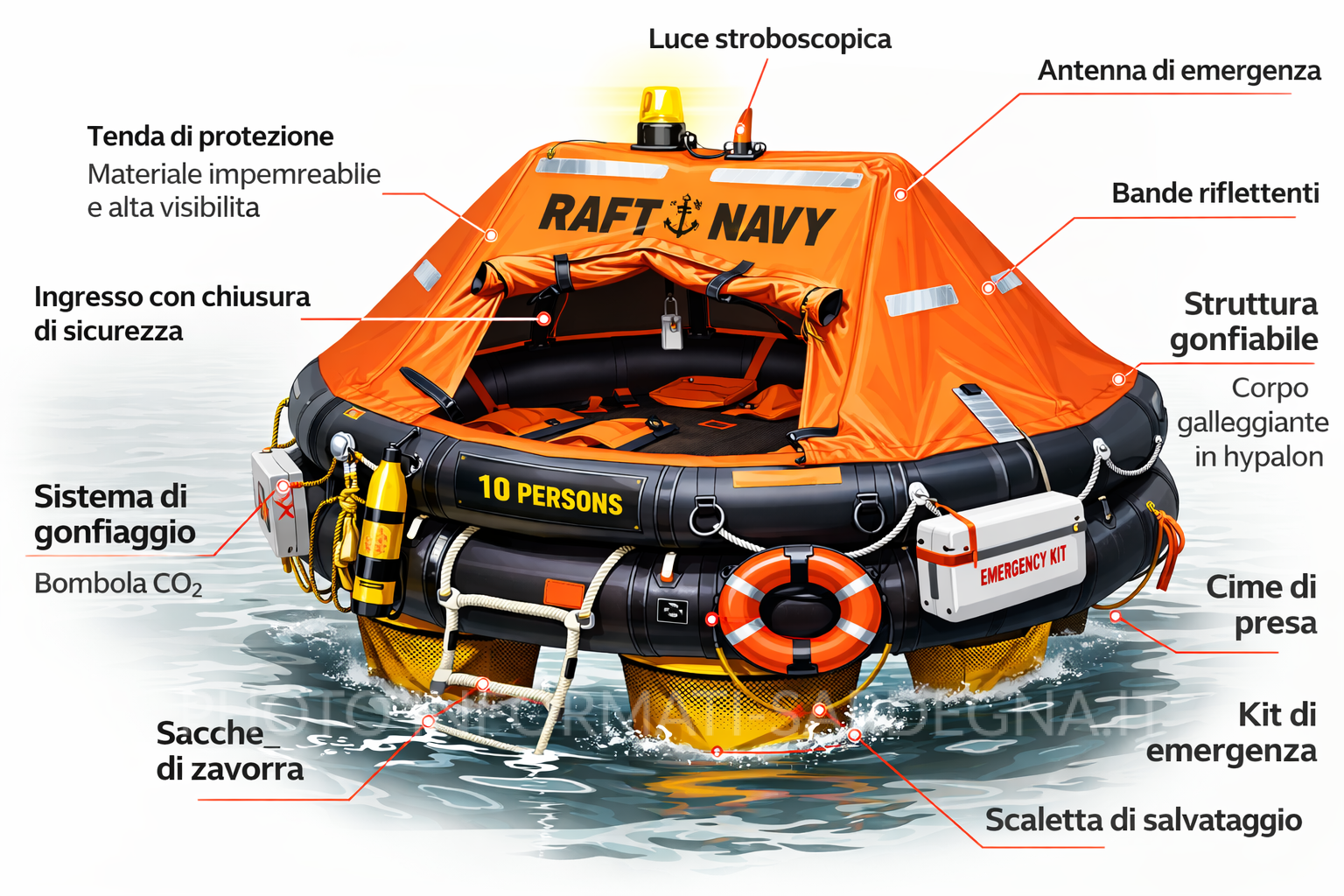 Zattera di salvataggio non costiera