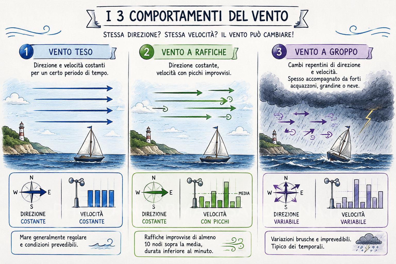 Comportamenti del vento. Meteo nautico venti e nebbie.