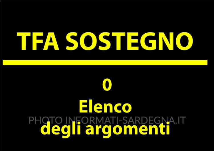TFA Sostegno, Elenco degli argomenti