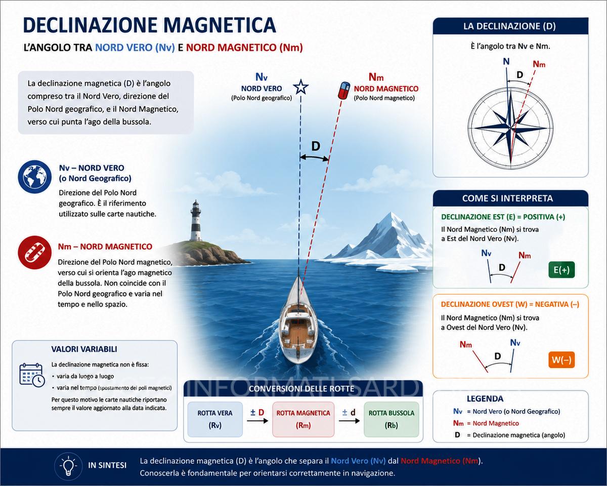 Declinazione magnetica e Navigazione magnetica