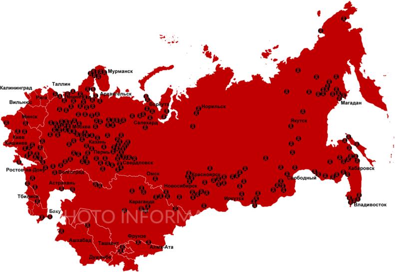 Gulag in Russia. Mappa. 