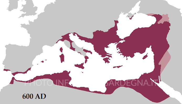 L'Impero Romano d'Oriente nel 600. Grafica: Tataryn77