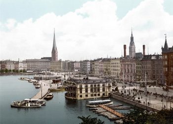 La via di Amburgo "Jungfernstieg" nel 1895
