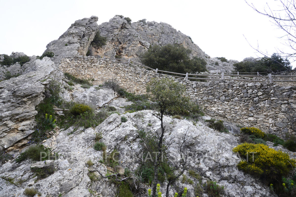 Il muraglione di contenimento della scala. Dorgali
