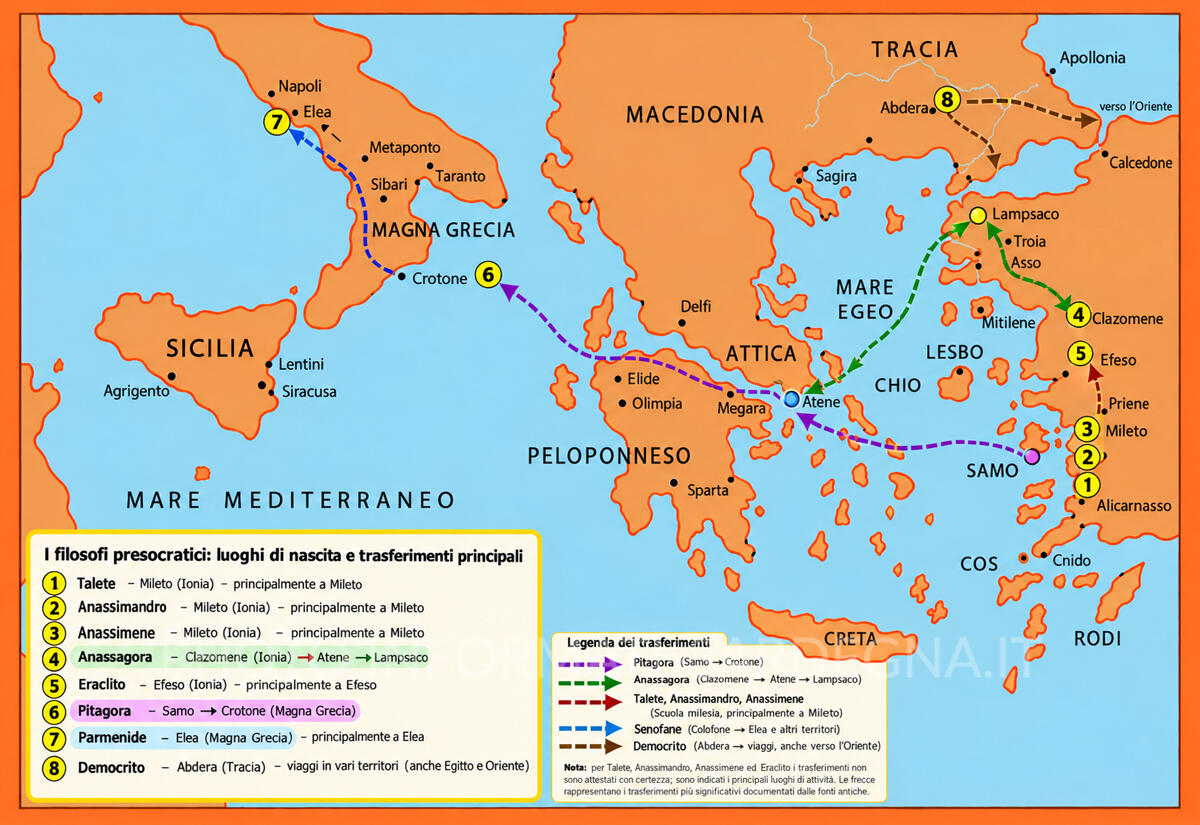 Mappa itinerante dei filosofi presocratici