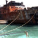Relitto del Moby Prince al porto di Livorno dopo il disastro. Foto: Ansa