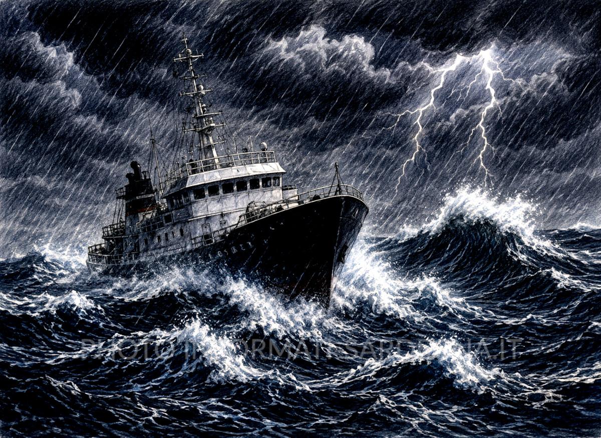 Nave in burrasca. Previsioni e bollettini meteorologici