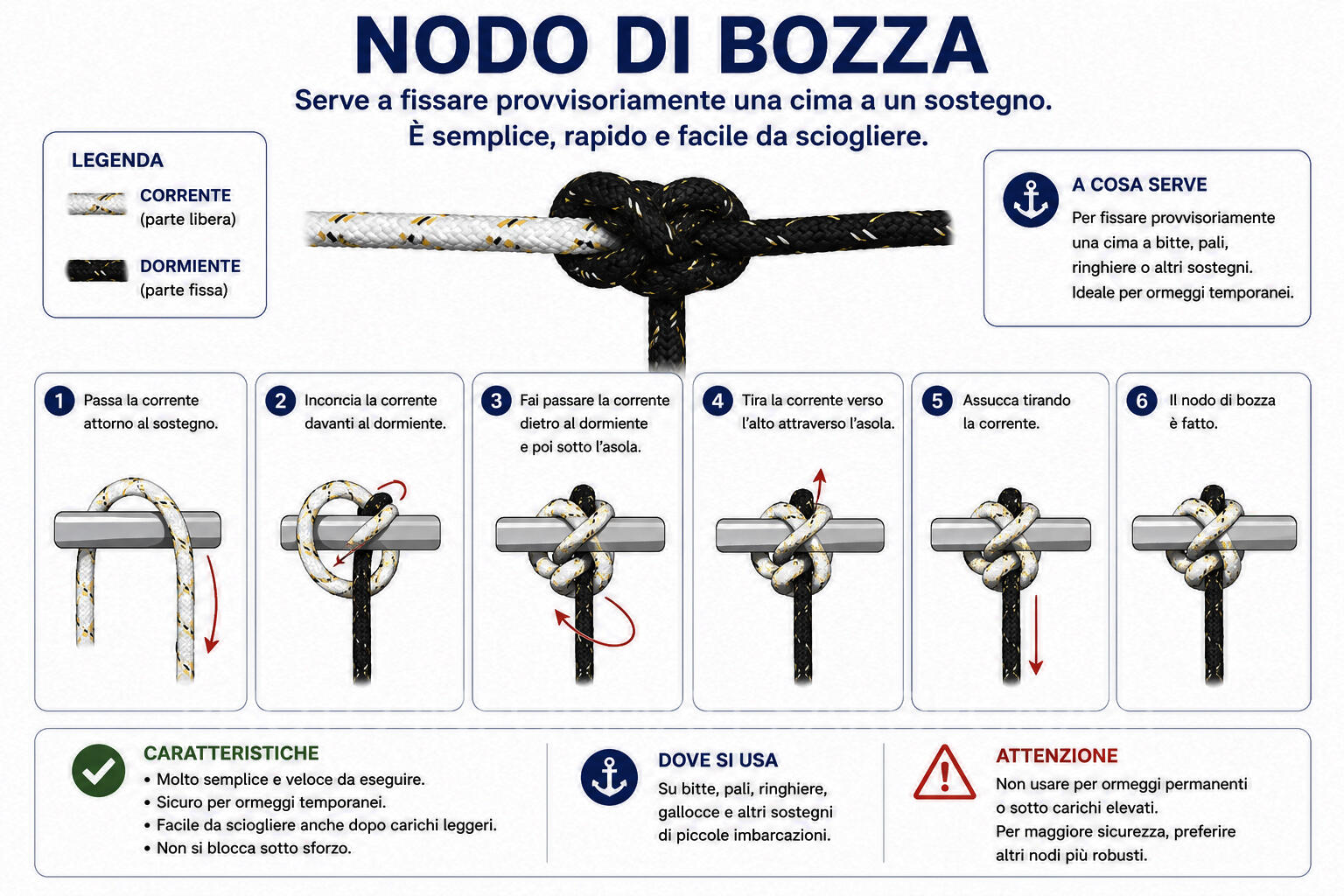 I nodi marinai per la patente nautica: Nodo di bozza