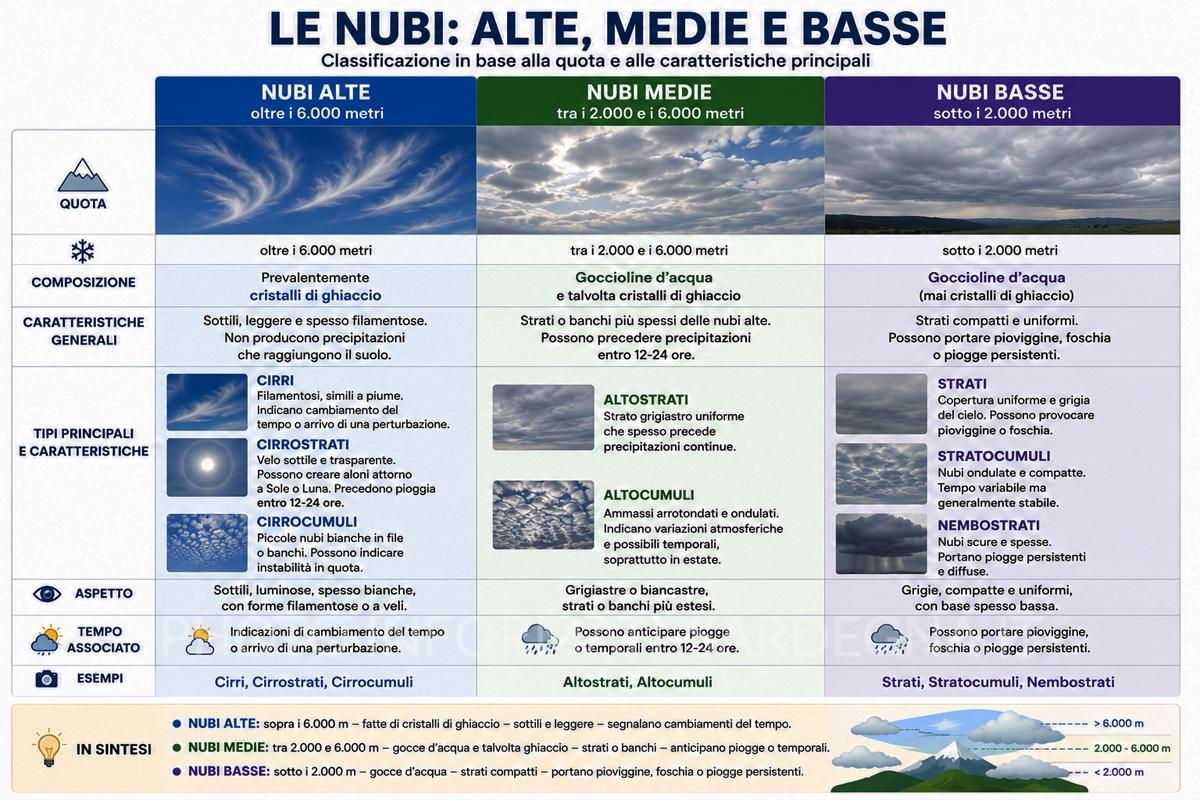 Nubi alte medie e basse a confronto