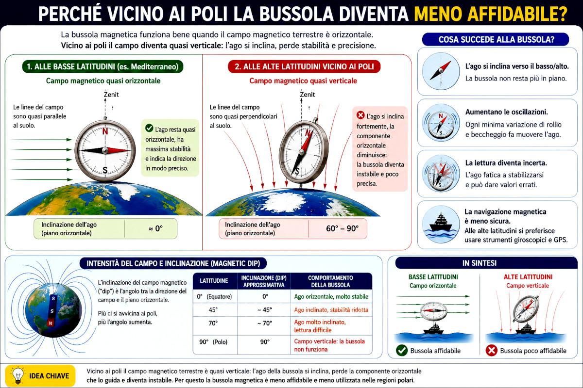 Perché vicino ai poli la bussola diventa meno affidabile