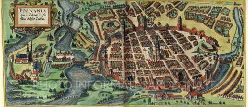 Disegno dell'antica città medievale di Poznan (Polonia). Foto: Frans Hohenberg and Georg Braun - Civitates, Orbis Terrarum)