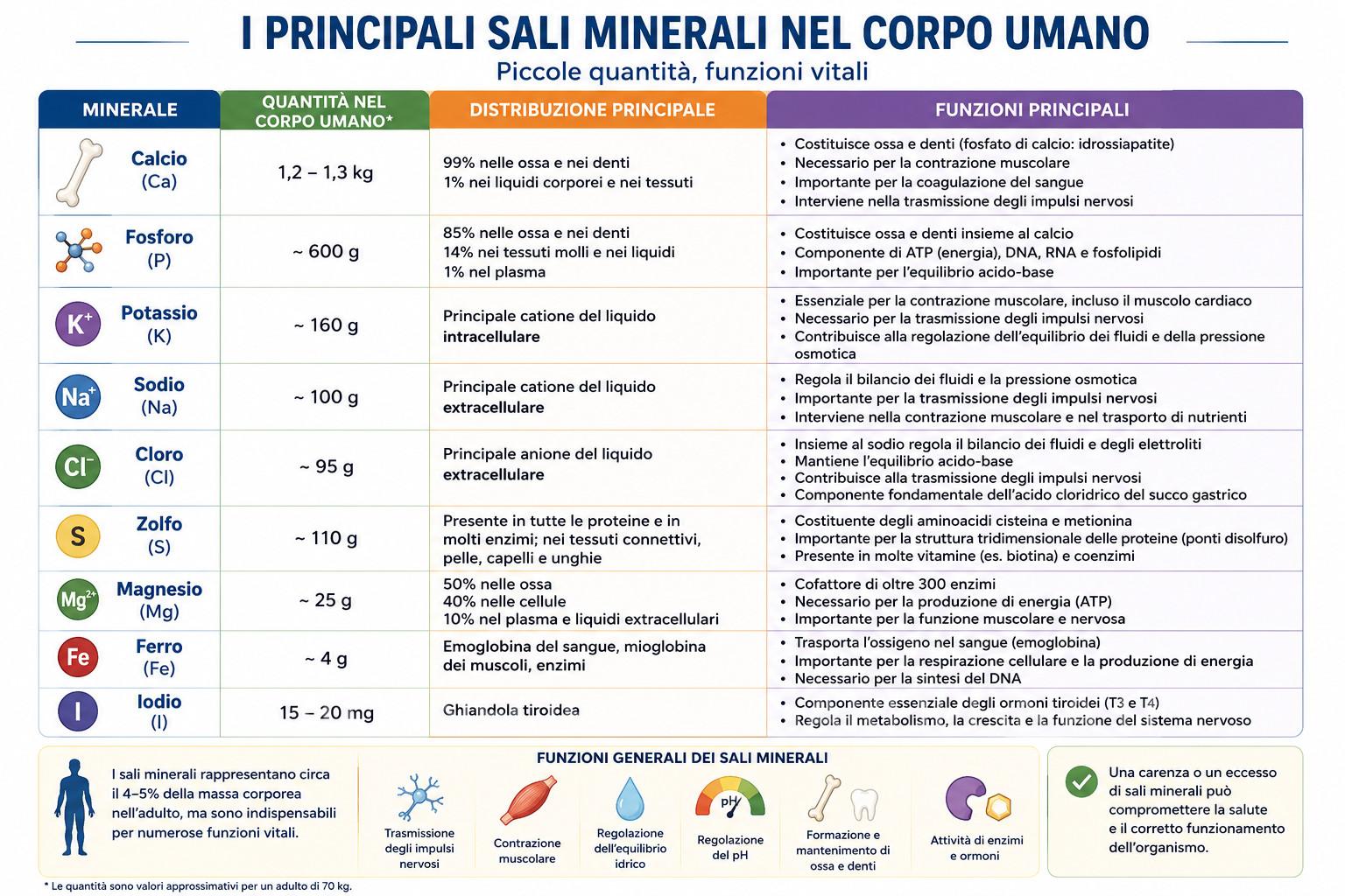 Sali minerali fondamentali per il corpo umano