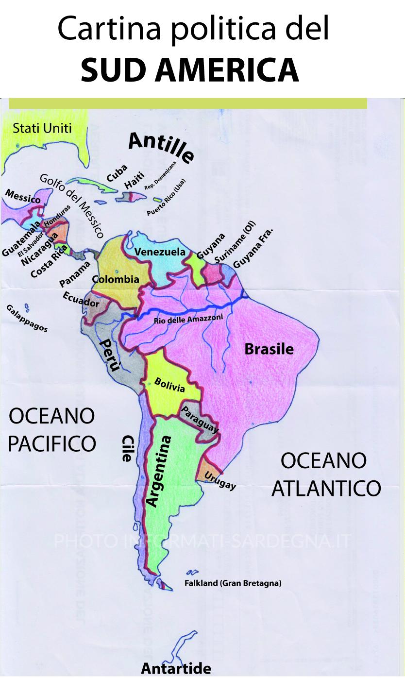 Sud America - Cartina politica