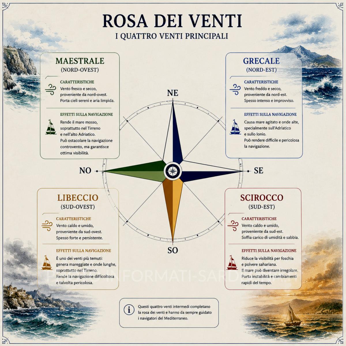 Meteo nautico venti e nebbie. Rosa dei venti: i venti secondari 