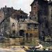 Via della Fiumara a Roma, allagata dal Tevere, prima della costruzione dei muraglioni. Foto: Ettore Roesler Franz