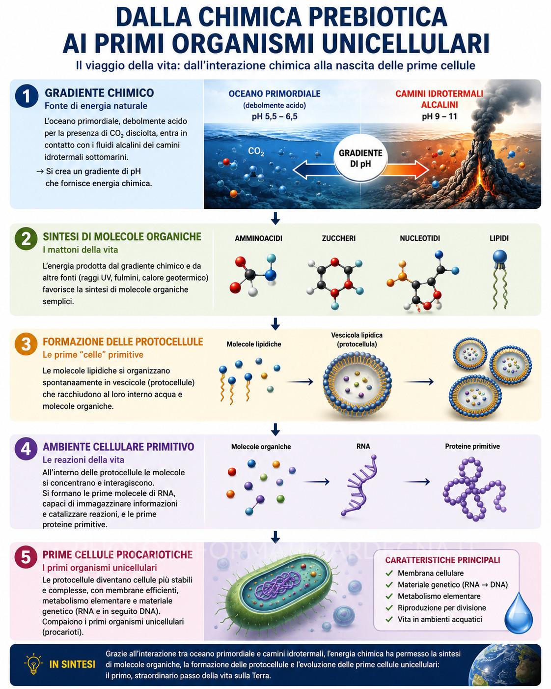 Dalla chimica prebiotica ai primi organismi unicellulari
