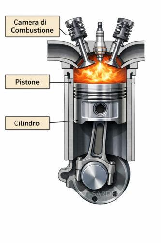 Pistone, cilindro e camera di scoppio