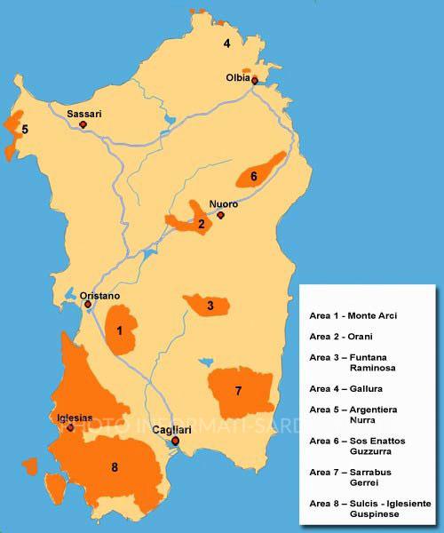 Mappa del Parco Geominerario della Sardegna